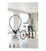 Çelik Örgü Kablo Kilit 5mm 50 cm Bisiklet Kilidi Motosiklet Kilidi Eşya Garaj Kilidi