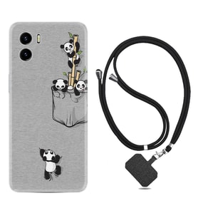 Vivo Y15S Y32 Y33S Y51 Y53S Kılıf Boyun Askılı Silikon Pandalar 1798