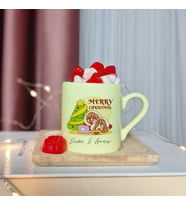 Merry Christmas Tasarımlı Kişiye Özel Sarı Türk Kahvesi Fincanı