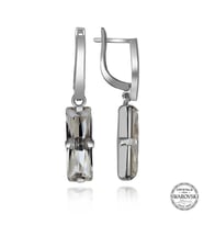 Swarovski Crystal Taşlı Gümüş Beyaz Baget Sallantılı Kadın Küpe
