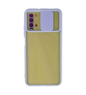 Redmi 9T Kılıf Palm Buzlu Kamera Sürgülü Silikon - Lila