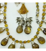 2868 Limon Kuvars Pirit çelik aparatlı el yapımı küpe