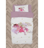 MEKTA HOME BEBEK VE ÇOCUK ODASI Unicorn Üzerinde Prenses Kız Desenli Nevresim Takımı