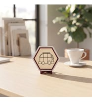 Estetik Karavan Desenli Masaüstü Süsü Kahve Köşelerinizi Modern Çizgilerle Tamamlayan Şık Bir Aksesuar 10x10 cm, Pudra