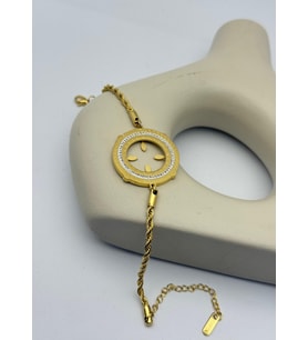 Çelik Gold Taşlı Tasarım Çeyreklik Bileklik - 26blk22