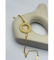 Çelik Gold Taşlı Tasarım Çeyreklik Bileklik - 26blk22