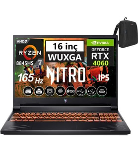 Acer Nitro V16 ANV16-41 Amd R7 8845HS Aı 96GB Ddr5 1tb SSD 8GB/RTX4060 WINDOWS11PRO 16" 165Hz Wxuga IPS Taşınabilir Bilgisayar WNHQRUEY00358+WEBLEGELSINÇANTA