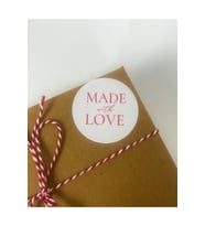 Made With Love El Yazılı Kırmızı 4 Cm Yuvarlak Etiket 120 Adet