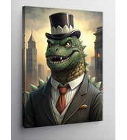 Kanvas Tablo Takım Elbiseli Dinozor