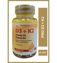 Viapecia D3+K2 Vitamin D3 Vitamin K2 Yumuşak Takviye Edici Kapsül 60 Adet