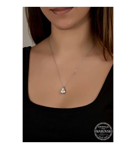 Swarovski Crystal Taşlı Damla Gümüş Kadın Kolye