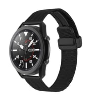 Huawei GT2 46mm 22mm Uyumlu Kordon Hasır Metal Mıknatıs Tokalı Zore KRD-85 Kayış (Siyah)