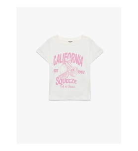 Koton Baskılı Ekru Kız Çocuk T-Shirt 6SKG10039AK