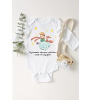 Unisex Bebek Beyaz Küçük Prens Çıtçıtlı Body