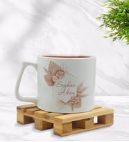 BK Gift Kişiye Özel Çiçek Tasarımlı Middle Beyaz Kupa Bardak Model 16