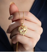 Saklı Takı 925 Ayar Gümüş Gold Kalp Anne Bebek Kolye