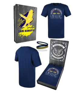 Fenerbahçe Orijinal Varak Baskılı Unisex Oversize T-Shirt + Bileklik Set Kutulu (Lacivert)