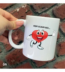 Size Özel Aşık Oldu Be Seramik Baskılı Kupa Bardaklar