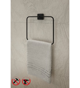 Jasmin Yapışkanlı Kare Siyah Kare Havluluk, Banyo Havlusu, Hem Yapışkanlı Hem Montajlı Üründür