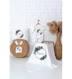 Pia Baby Premium %100 Pamuk Hastane Çıkışı Tulumlu Yenidoğan Kız Bebek Hediye Seti 5012-03 (Ekru)