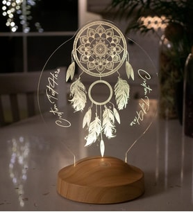 Dreamcatcher Gece Lambası Kişiye Özel Hediye, Düş Kapanı Rüya Kapanı Kişiselleştirilmiş Led Lamba, Chakra Ev ve Oda Dekoru