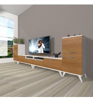 Decoraktiv Eko 9220 Slm Retro Tv Ünitesi Tv Sehpası (Beyaz - Ceviz)