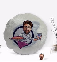 BK Gift Kişiye Özel Erkek Garson Karikatürlü Yuvarlak Dekoratif Kırlent Yastık-1