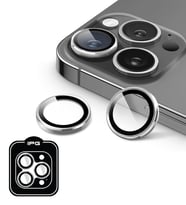 iPhone 14 Pro / Pro Max için IPG ProLENS Kamera Lens Koruyucu Alüminyum CD Çerçeveli, Kırılmaz Cam (Gümüş)