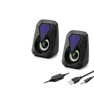 Masaüstü Hoparlör 1+1 USB + 3.5mm LED - Siyah HD6054