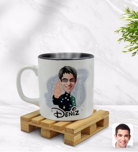 BK Gift Kişiye Özel Matrix Neo Karikatürlü İçi Siyah Renkli Kupa Bardak Model 1