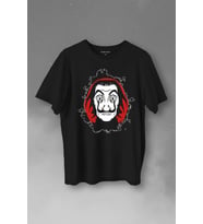 La Casa De Papel Dali Mask Maskesi Baskılı Tişört Unisex T-Shirt (Siyah)