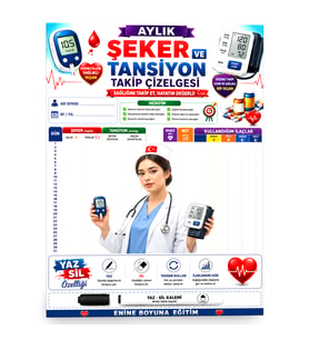 ŞEKER VE TANSİYON TAKİP ÇİZELGESİ – YAZ-SİL DEFTERİ
