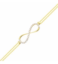 Altın Zincir Sonsuzluk Bileklik 14K Gold Taşlı (Çok Renkli)