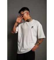 Erkek Kısa Kol Yazlık Tişört Bisiklet Yaka Baskılı Oversize T-Shirt - Beyaz