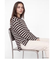 LCW Modest Ekru Çizgili Oversize Kadın Sweatshirt Tunik