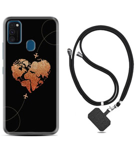 Samsung M21 M22 M23 M30 M31S M32 Kılıf Boyun Askılı Silikon Plane Heart 1721