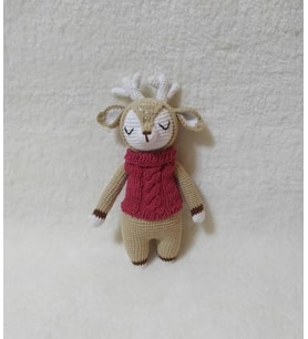Sevimli Geyik Uyku Arkadaşı Amigurumi Organik Oyuncak