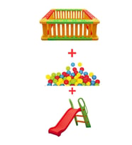 Kare Top Havuzu + Oyun Topları + Kaydırak 3'lü Set