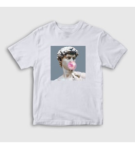 Presmono Unisex Çocuk Beyaz Bubble Gum David Davut Michelangelo T-Shirt 302847tt
