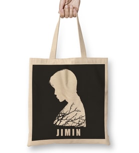 Bts Chim Chim Side Silhouette White And Branches Bts Army Kpop Bez Çanta Uzun Saplı