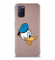 Oppo A92 Soft Premier Kapak Donald Duck-F Tasarımlı Silikon Kılıf - Pudra (Şeffaf)