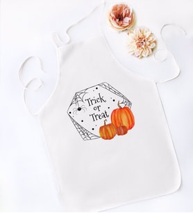 BK Gift Halloween Trick or Treat Tasarımlı Beyaz Mutfak Önlüğü-2