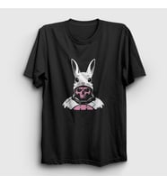 Presmono Unisex Siyah Pink Skeleton Rabbit İskelet Tavsan T-Shirt 424617tt