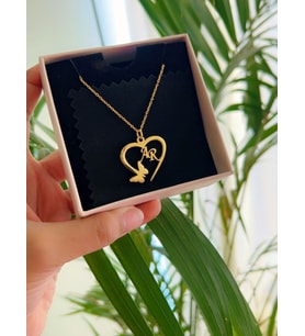 Kişiye Özel Şık Kelebek Çift Harf Kolye 925K Gümüş (Gold)
