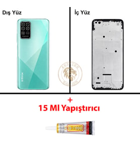Infinix Note 8 Yeşil Uyumlu Lensli Orta Kasa + B7000 Yapıştırıcı Full Kasa Kapak Gövde Housing