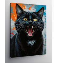 Kanvas Tablo Bağıran Siyah Kedi