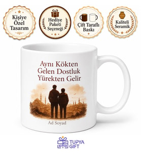 Aynı Memleketten İkili Özel Baskılı Kupa Bardak Hemşehri Hediye