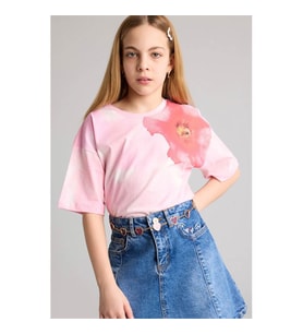 Defacto Çiçek Detaylı Pembe Kız Çocuk T-Shirt H0961A8/PN171