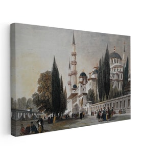 Kanvas Tablo Sultanahmet Camii Dış Avlu Osmanlı Tablosu Ev Ofis Duvar Dekoru