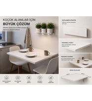 DUVARA MONTE MUTFAK MASASI 68*50 (Beyaz)